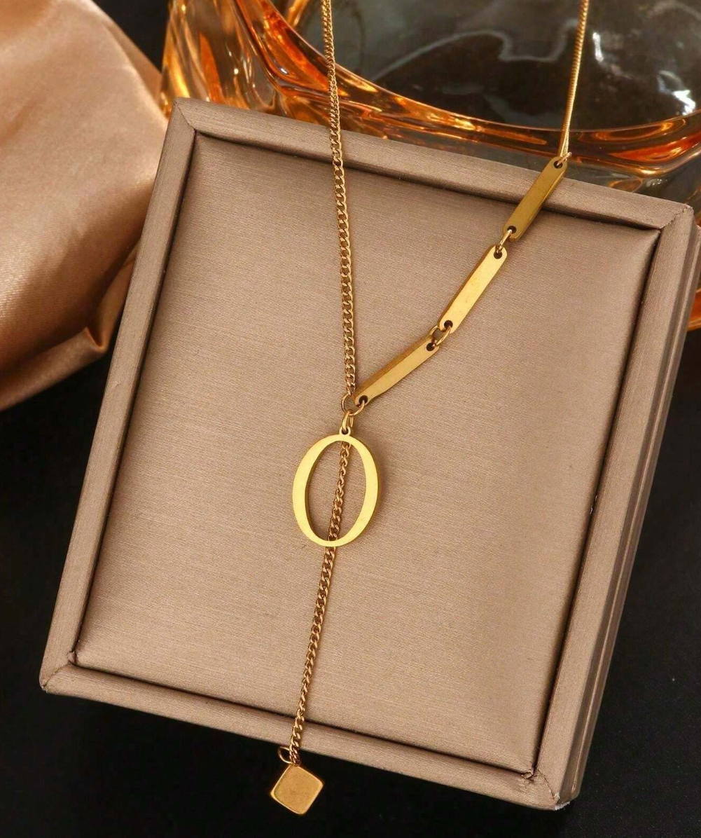 Collier Lettre Doré en Acier Inoxydable