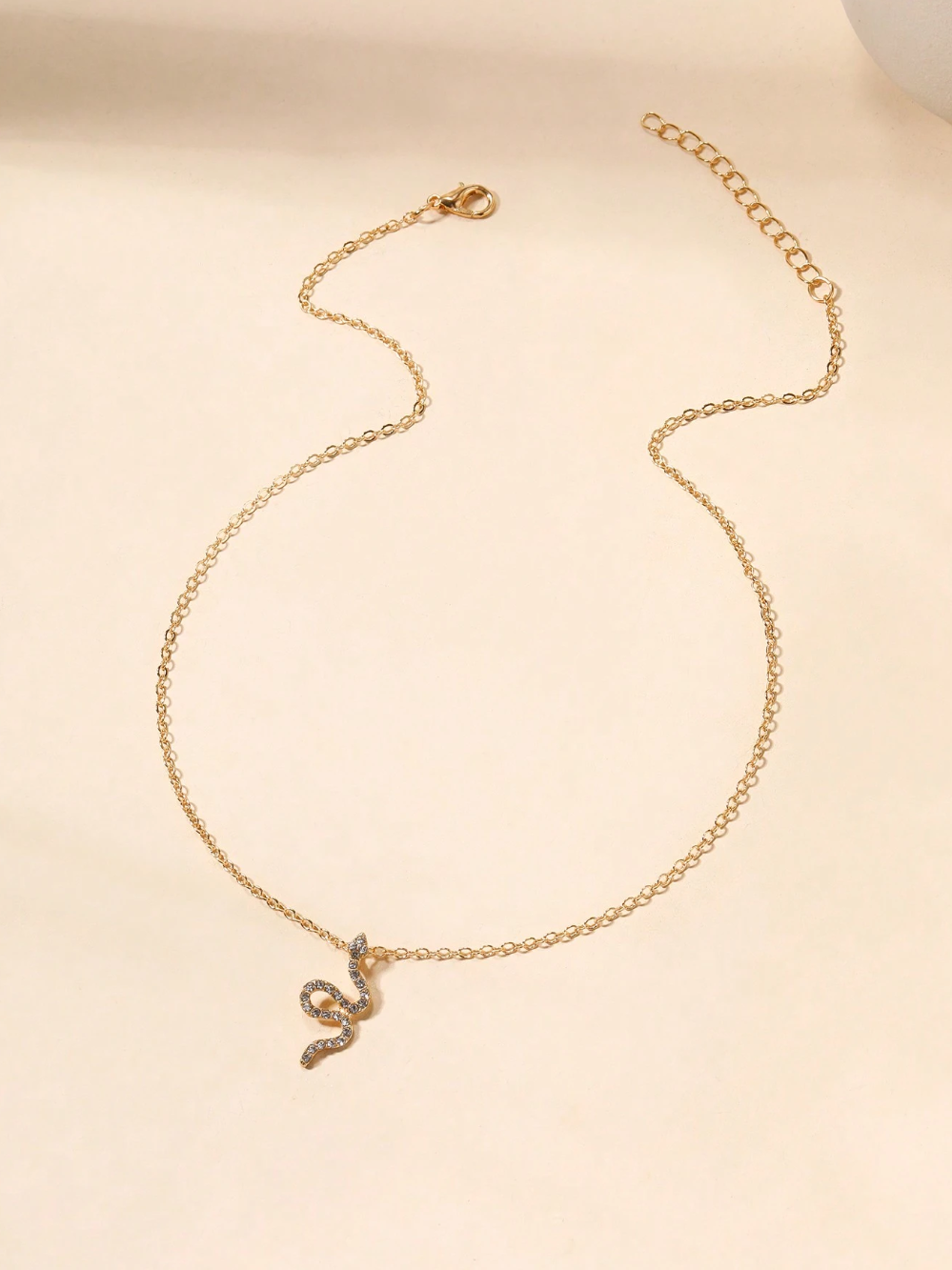 Collier Serpent Doré avec Pendentif Strass