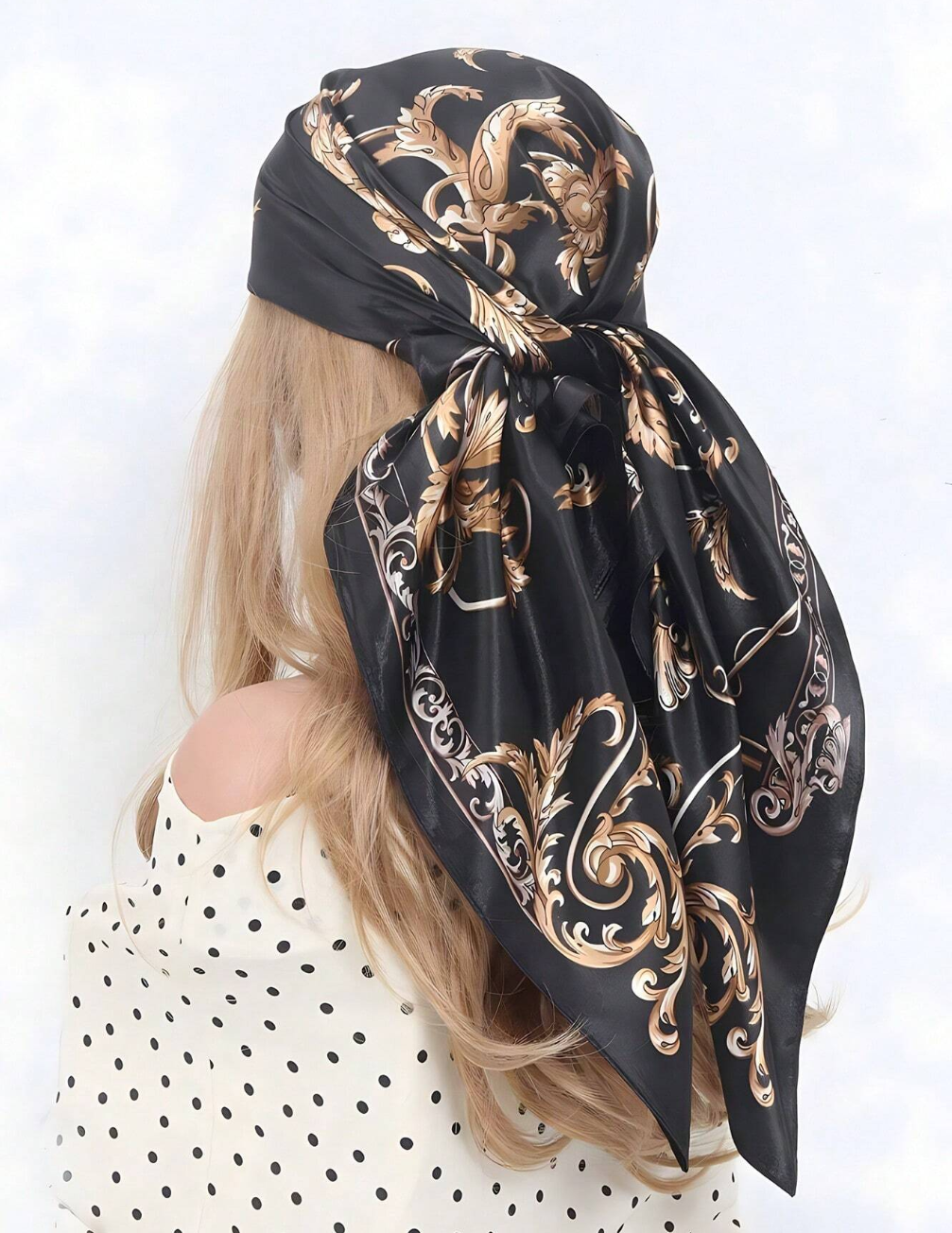 Foulard Carré en Soie Noir