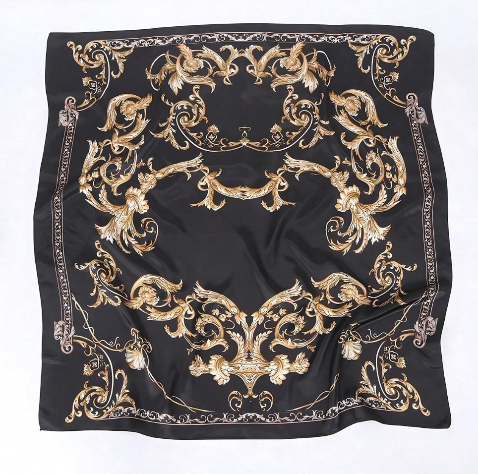 Foulard Carré en Soie Noir