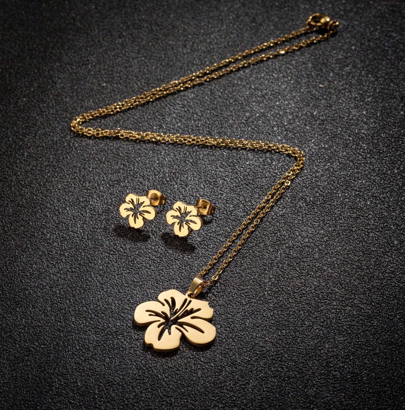 Collier & Boucles d’Oreilles coréen en Acier Inoxydable