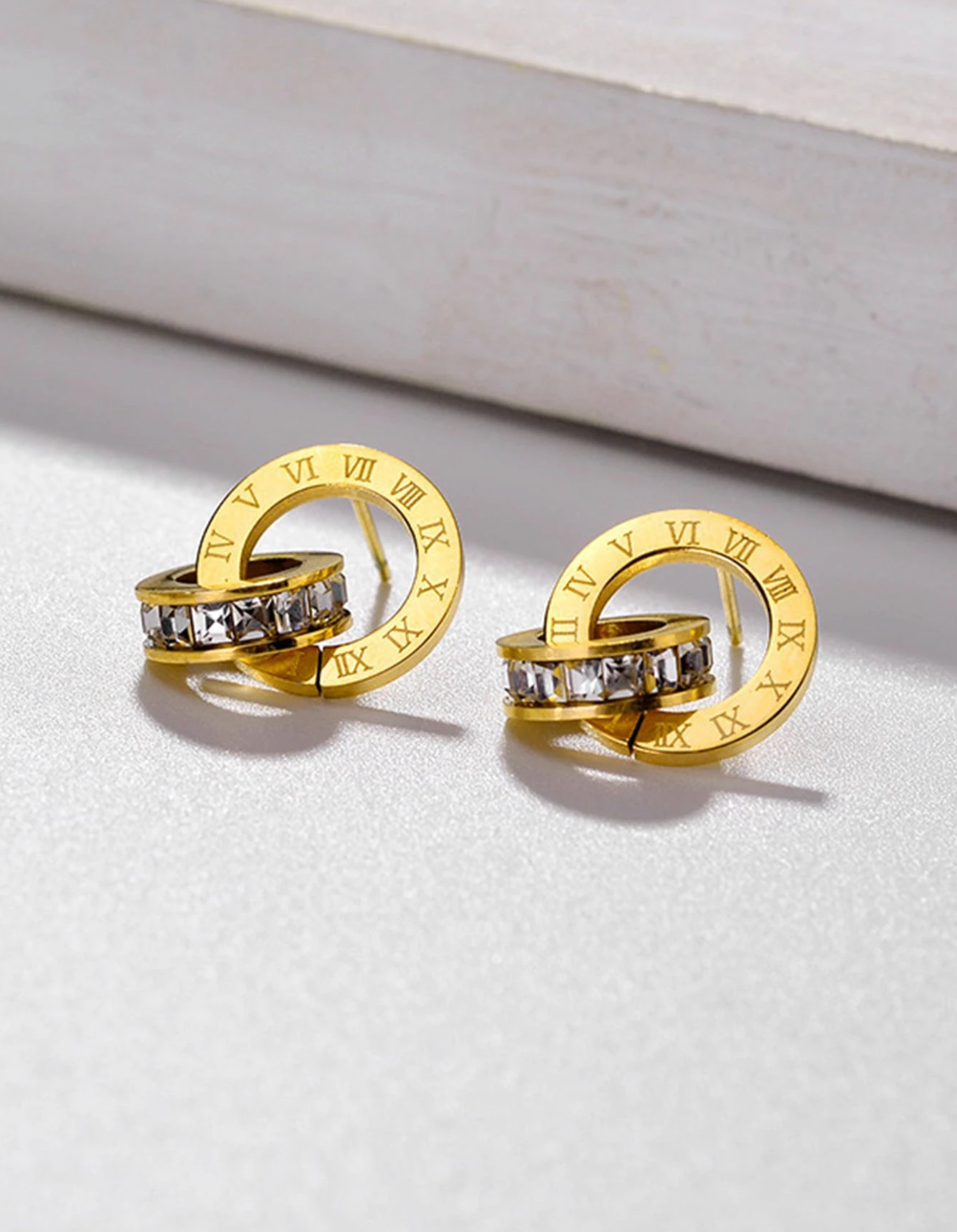 Ensemble Collier & Boucles d’Oreilles en Acier Inoxydable Doré