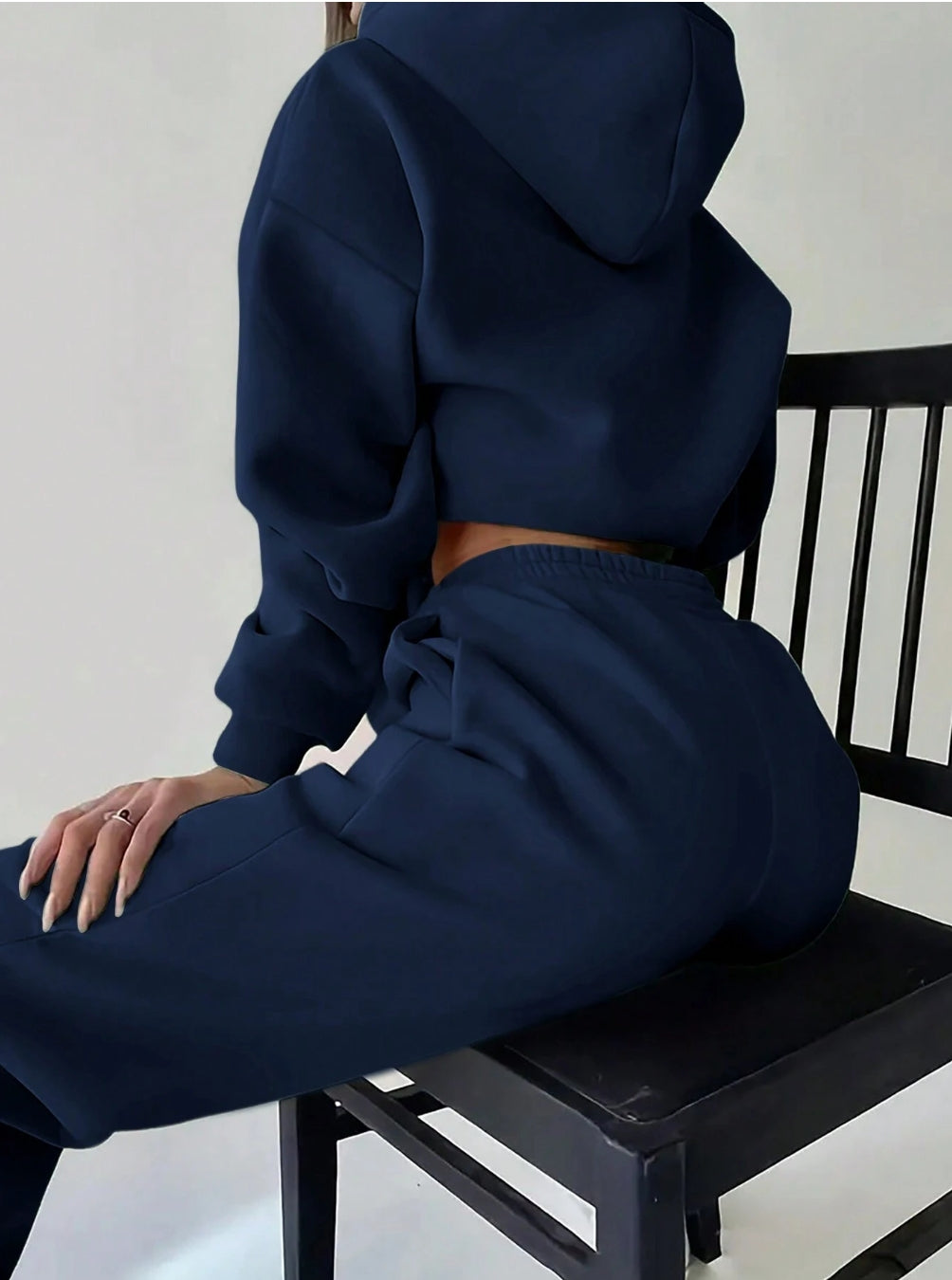 2 pièces Ensemble casual de femme avec Sweat-shirt à capuche à manches longues imprimé de lettre et pantalon, automne/hiver