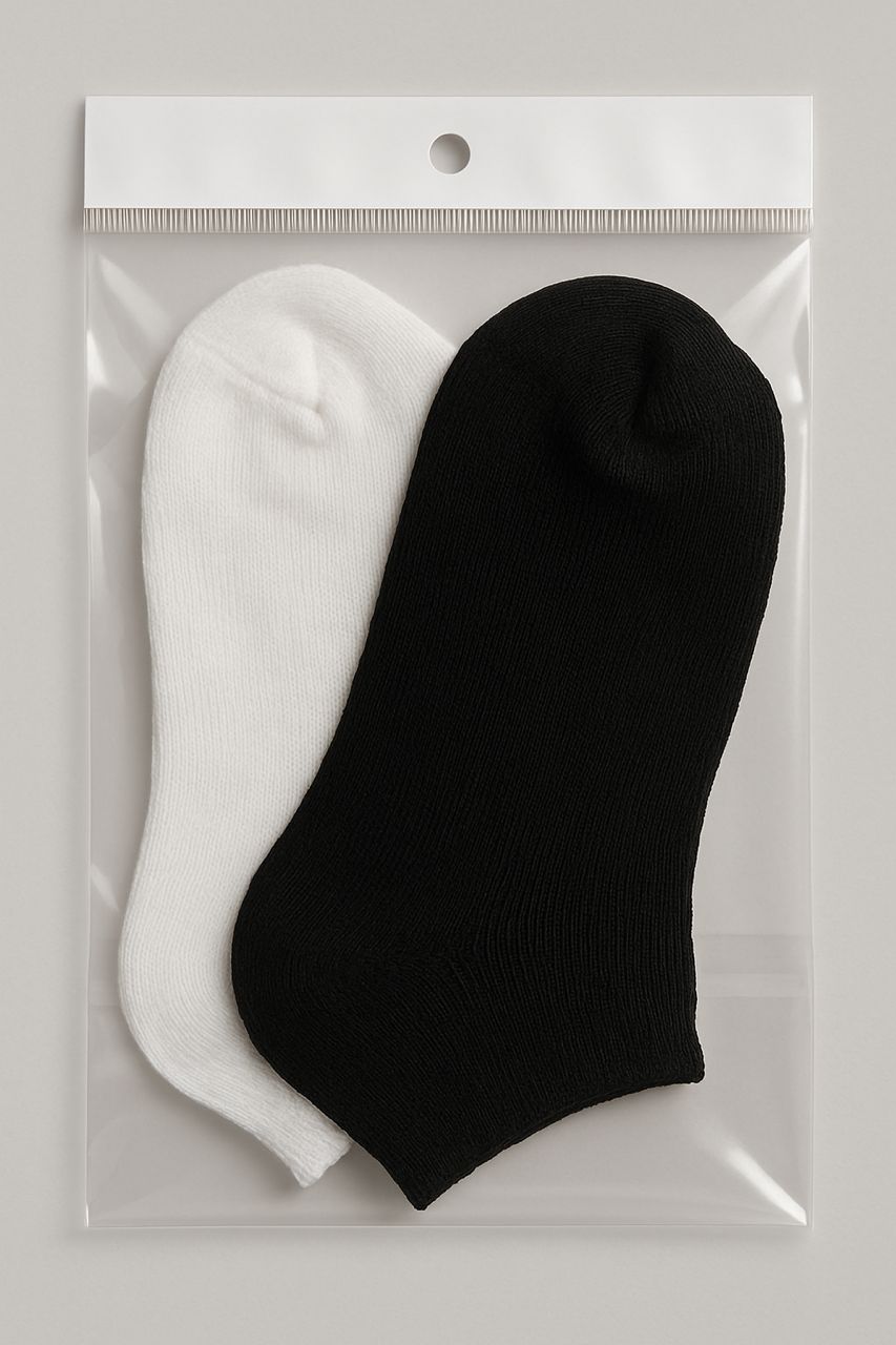 2 paires de chaussettes de cheville respirantes et absorbantes de couleurs neutres noir et blanc