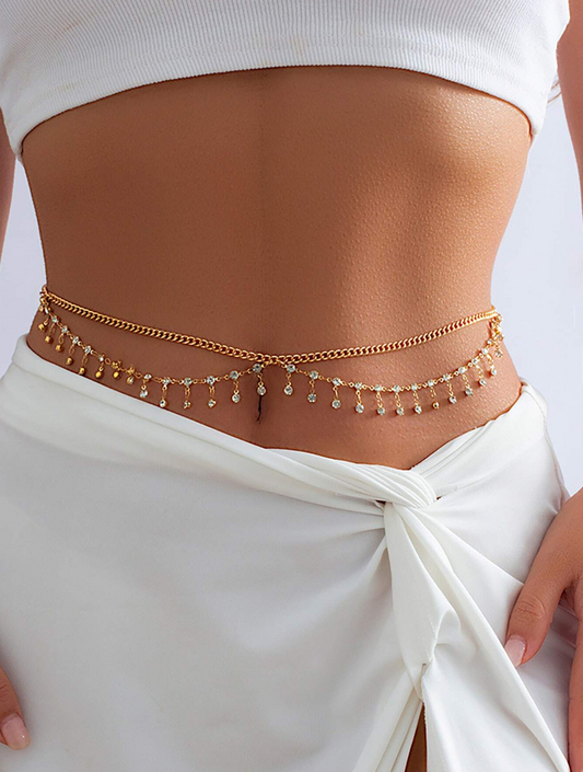 chaîne de taille minimaliste ornée de strass