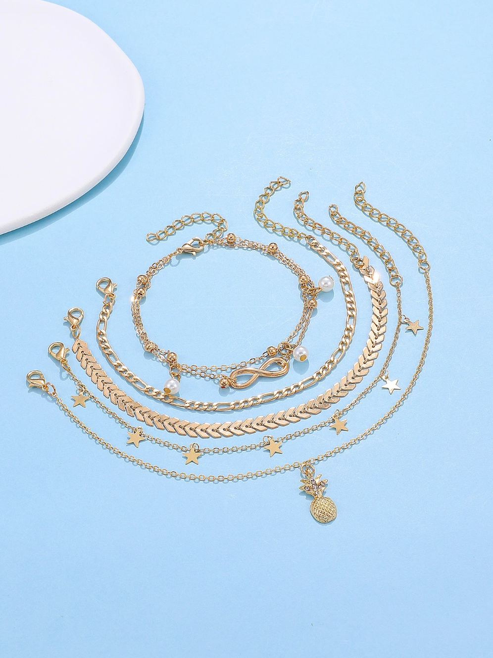 5pcs breloque étoile bracelet de cheville