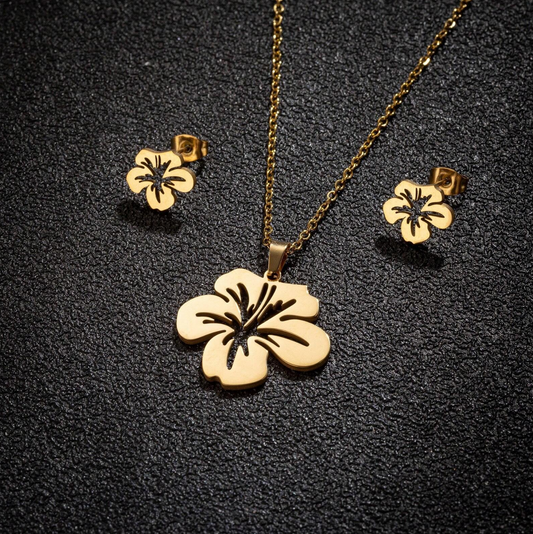 Collier & Boucles d’Oreilles coréen en Acier Inoxydable