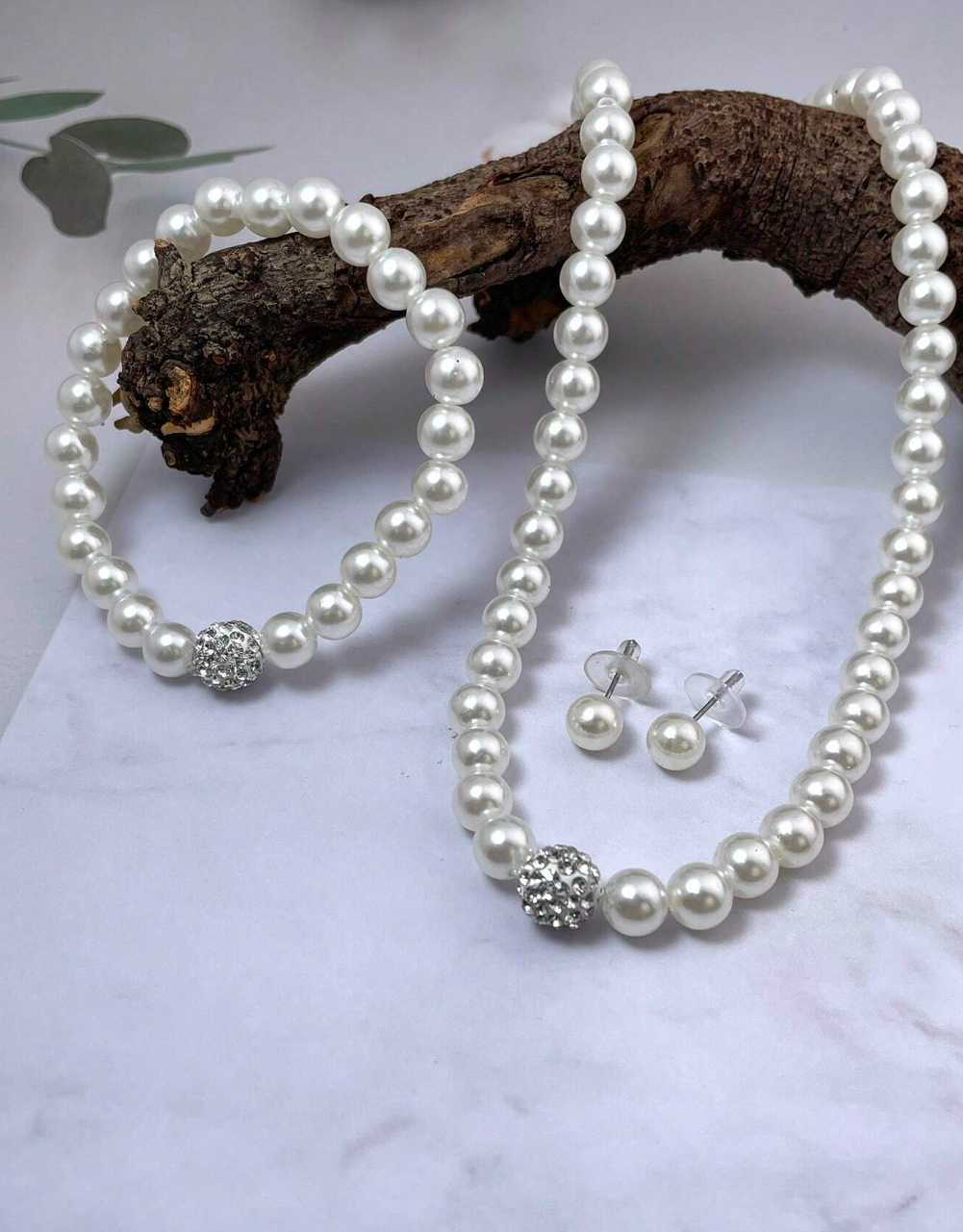 4pcs / Set collier de perles avec boucles d’oreilles assorties et ensemble de bijoux de bracelet