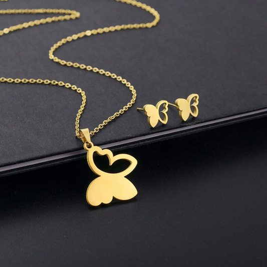 Ensemble élégant de bijoux en acier inoxydable, composé de trois pièces