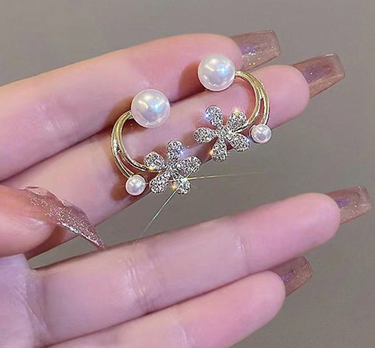 Boucles d’oreilles uniques au style coréen, ornées de fausses perles