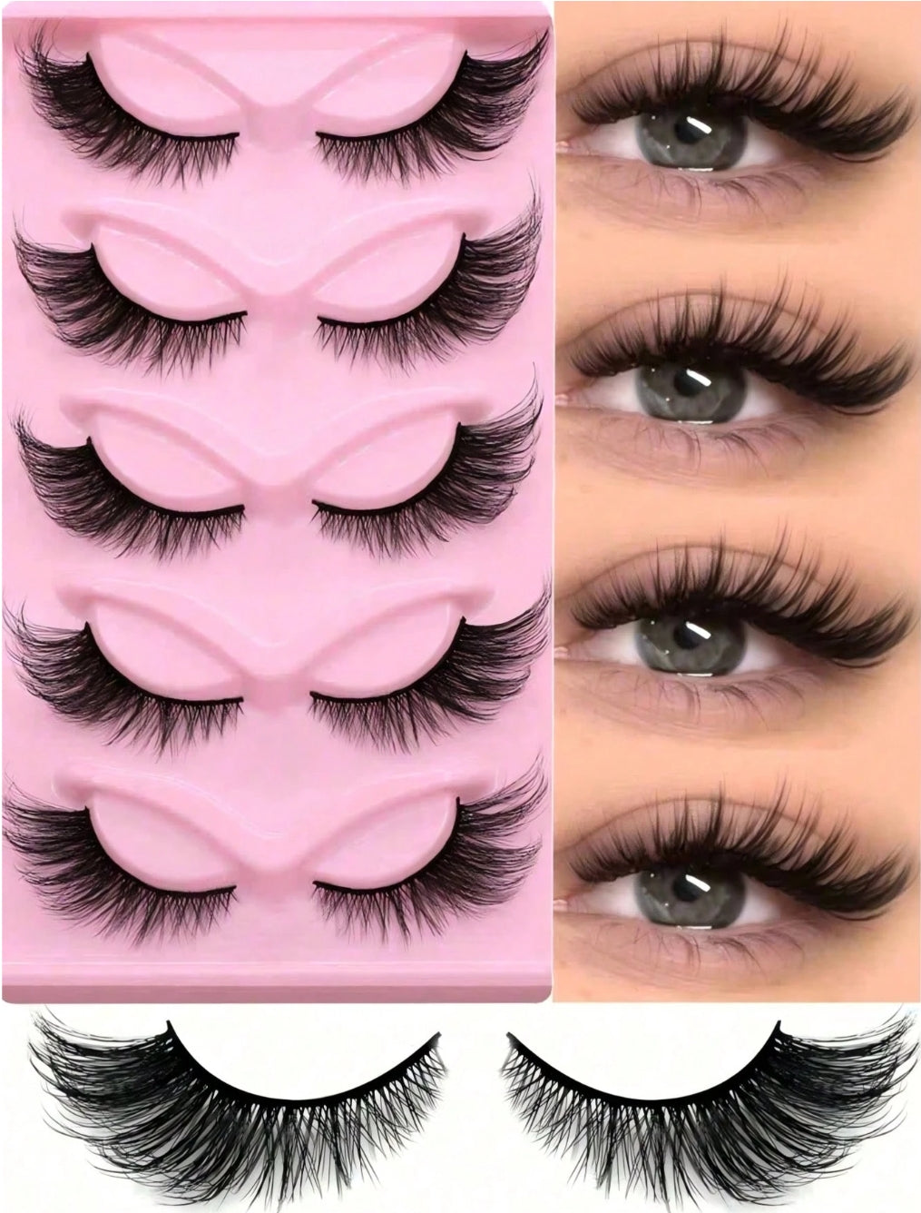 paires de faux cils pleins naturels, longs et épais, dramatiques et étoffés. Maquillage des yeux charmant, convient pour le quotidien